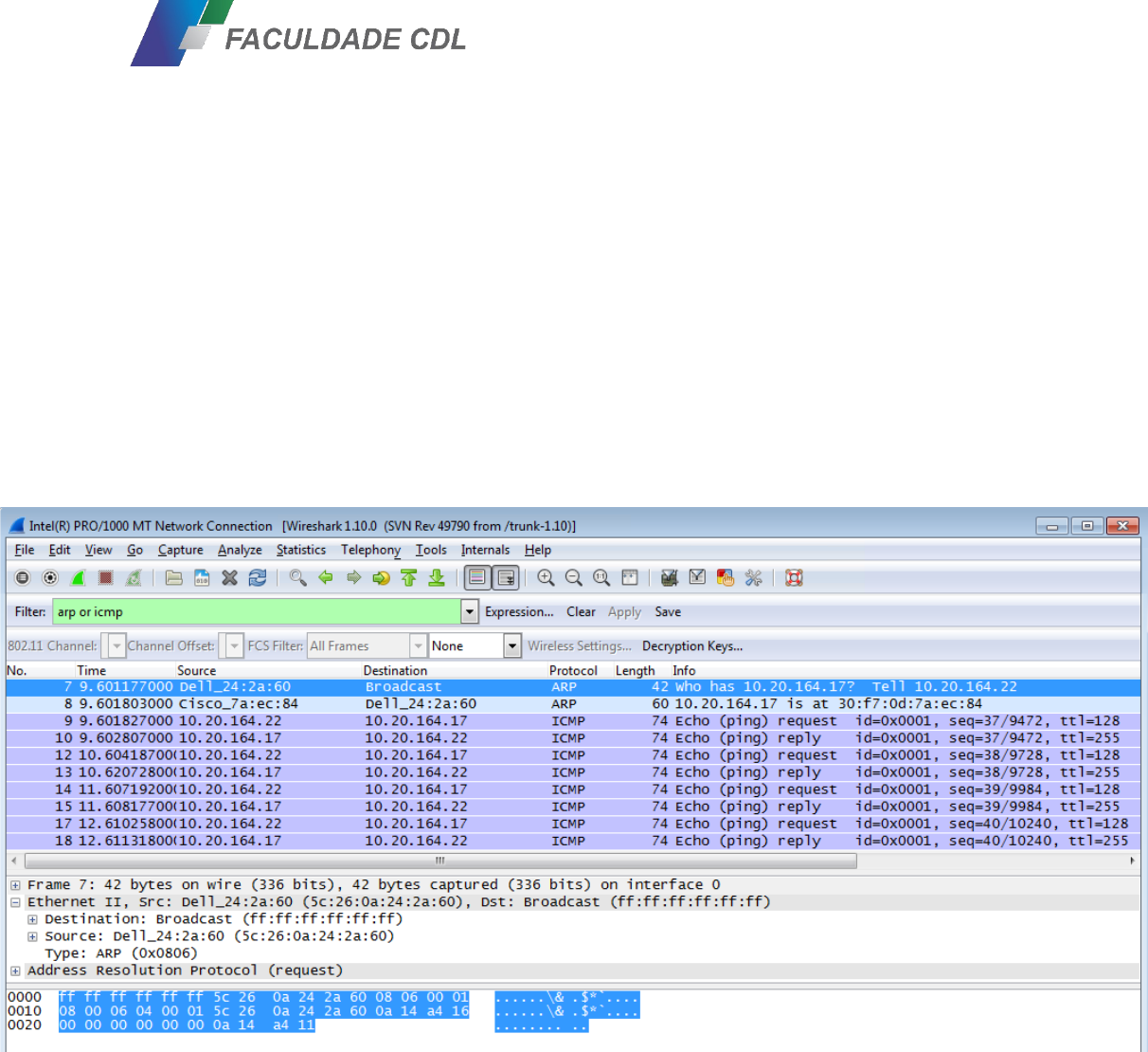 Atividade Análise Wireshark Ethernet parte 1 - Arquitetura de Redes de  Computadores