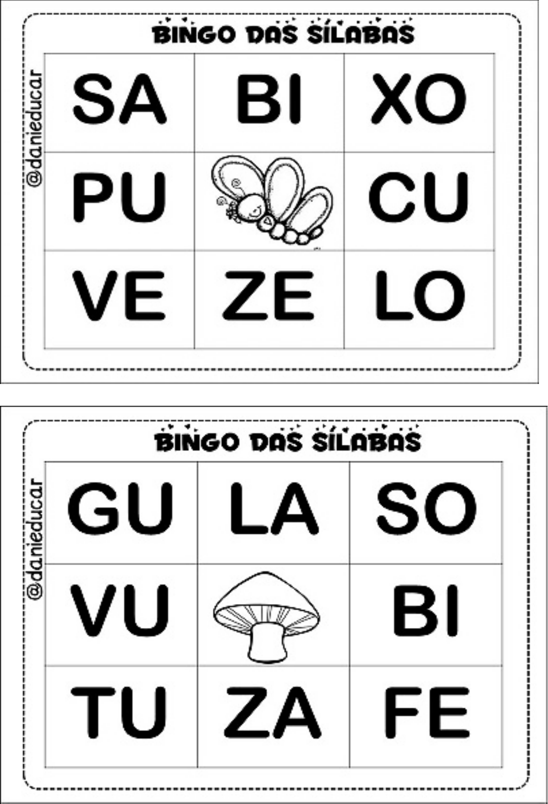 Bingo de palavras simples - Dani Educar  Palavras com 2 silabas, Palavras  simples, Bingo de palavras