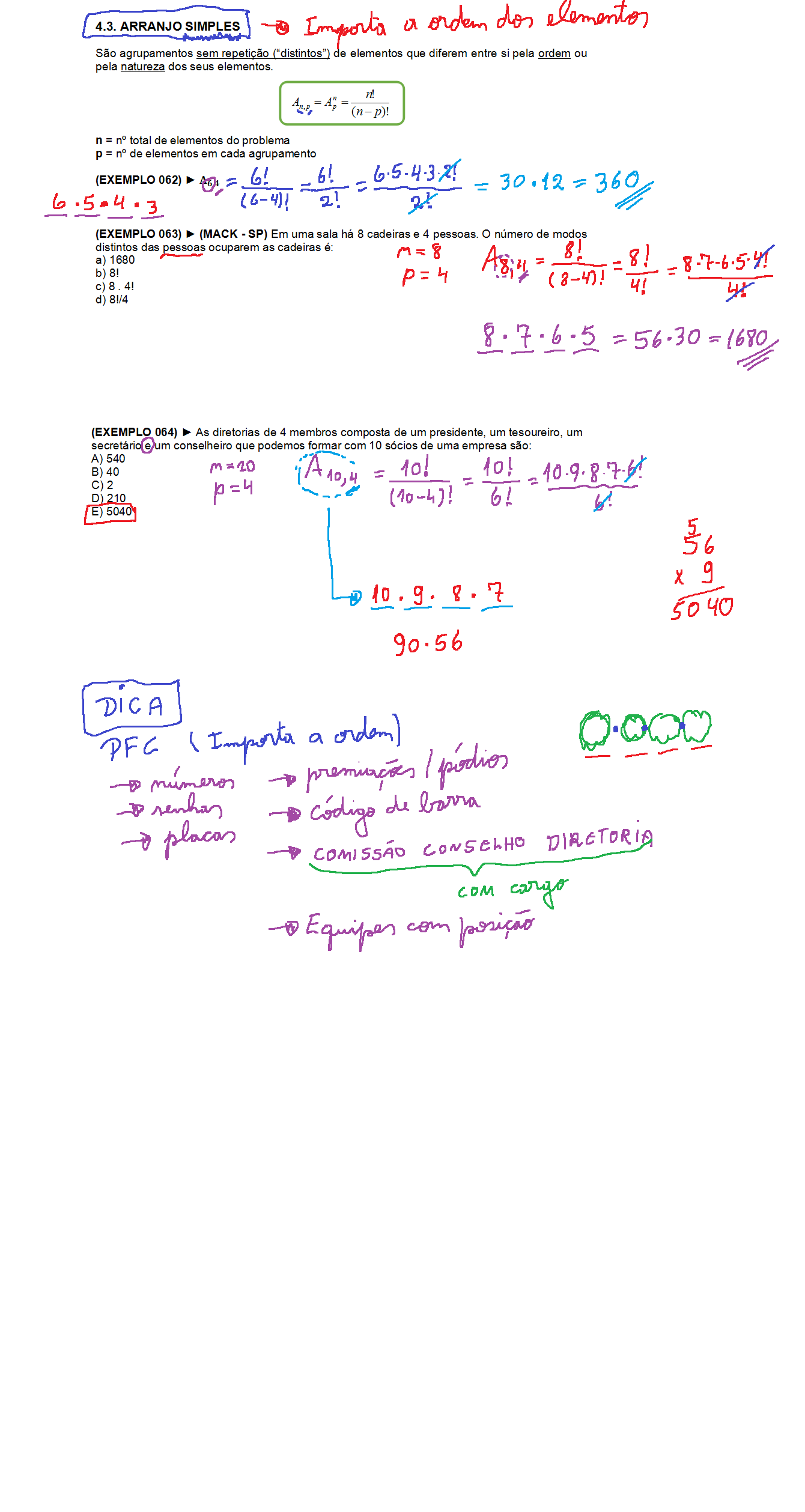 Aula 03 Arranjos Simples Matemática