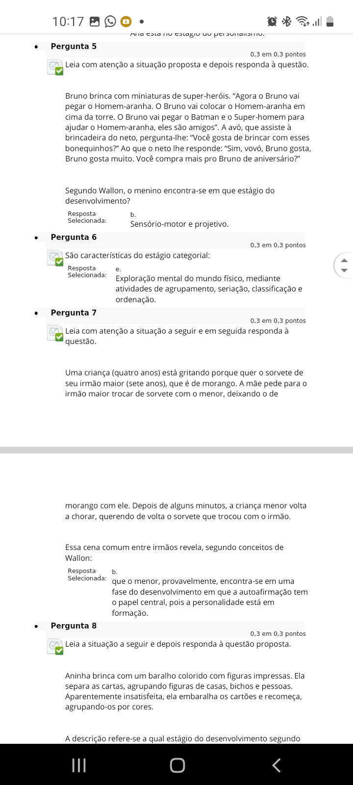 Questionário Unidade 3 - Psicologia Sócio-interacionista