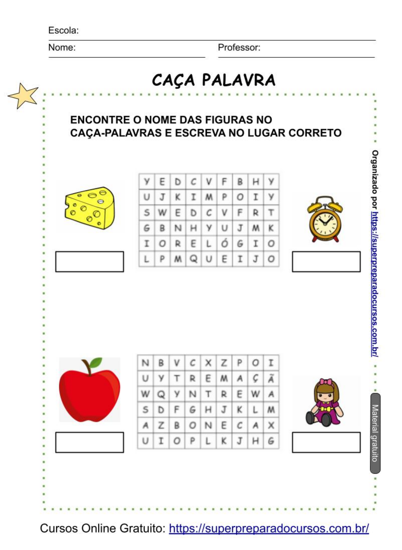 Caça-palavras simples 3 worksheet