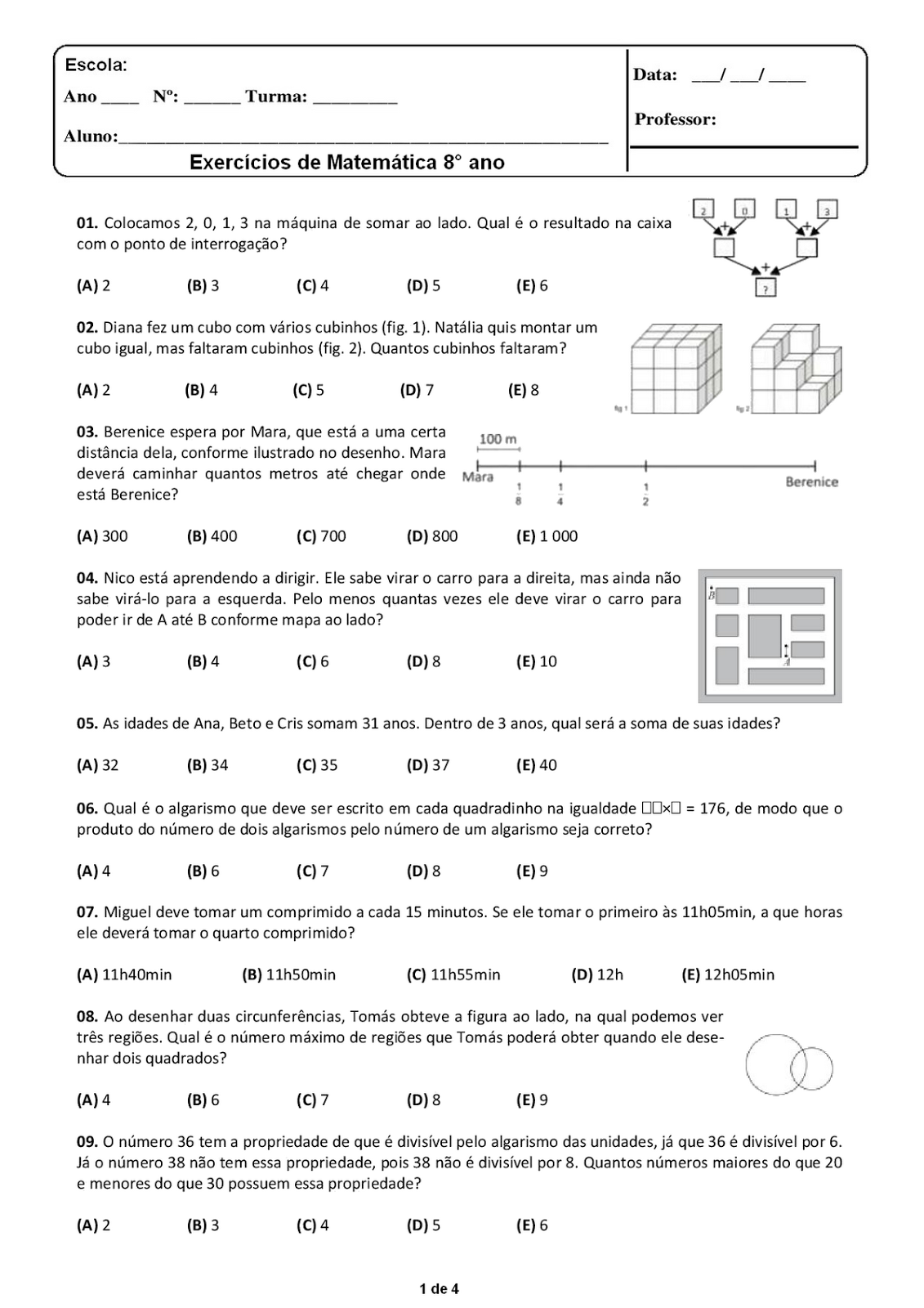 QUIZ DE MATEMÁTICA 8 ANO, PERGUNTAS E RESPOSTAS