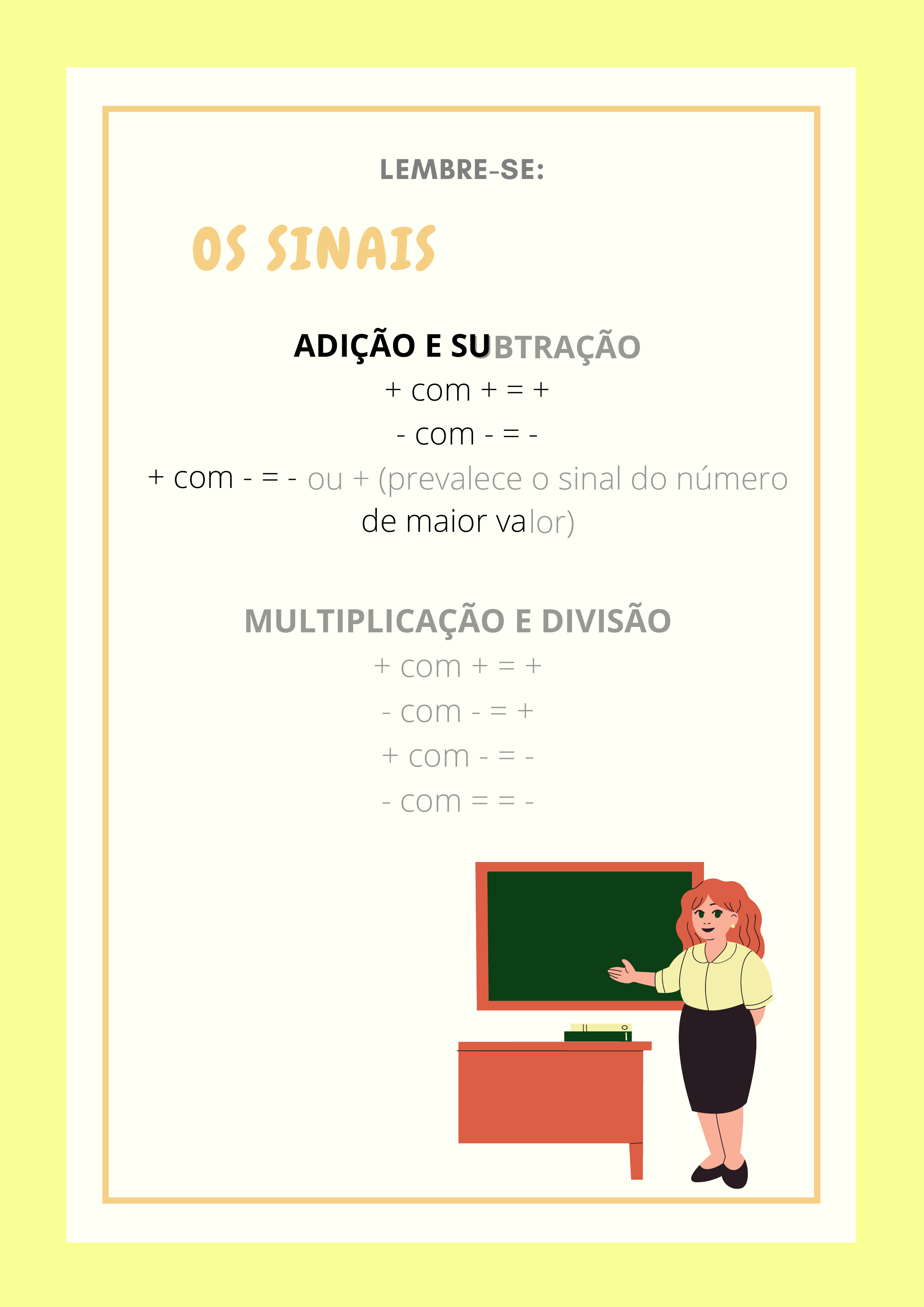 Regra de Sinais - Adição - Disciplina - Matemática