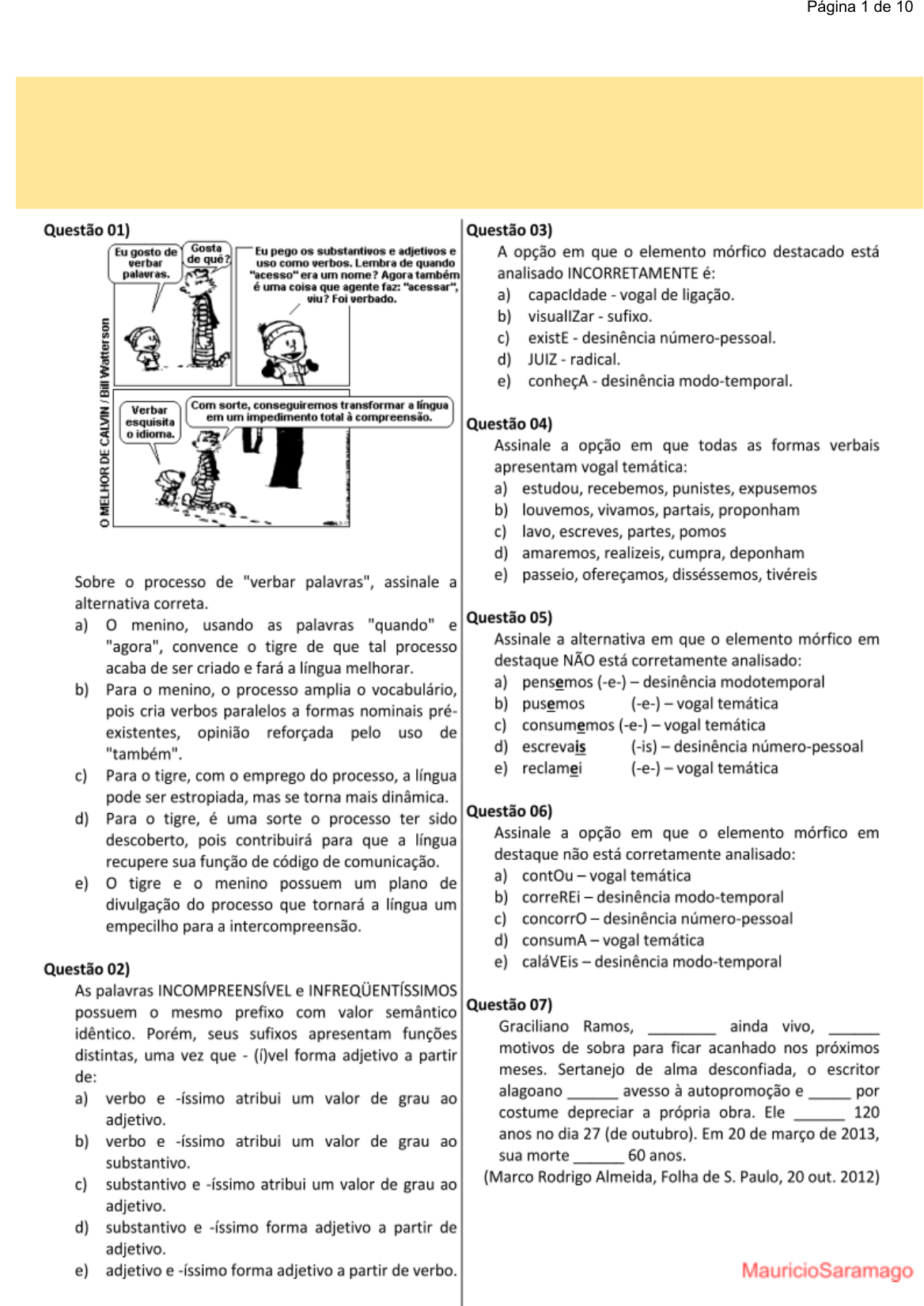 Verbo - Língua Portuguesa Enem