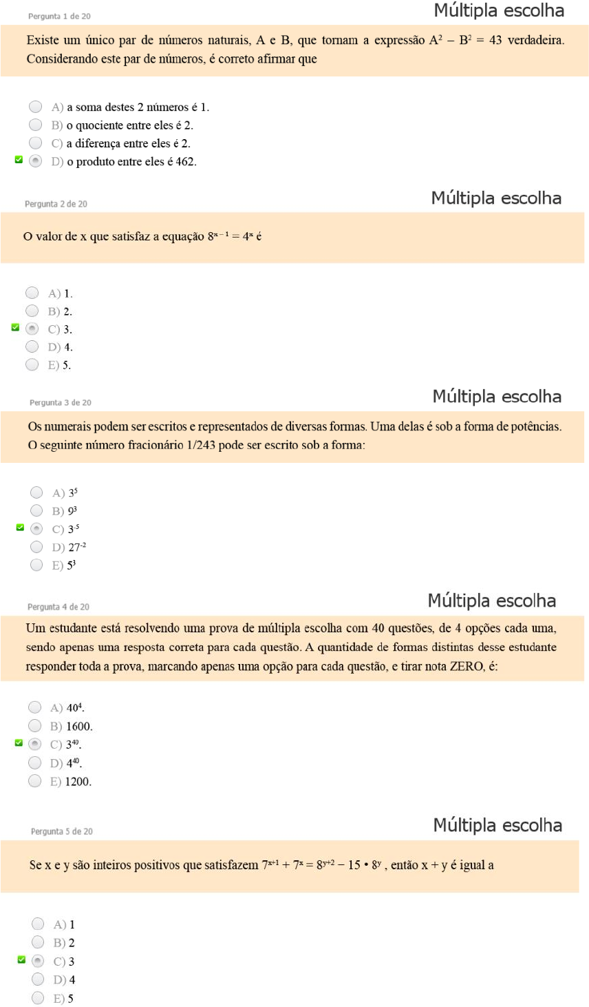 Quiz sobre matemática básica