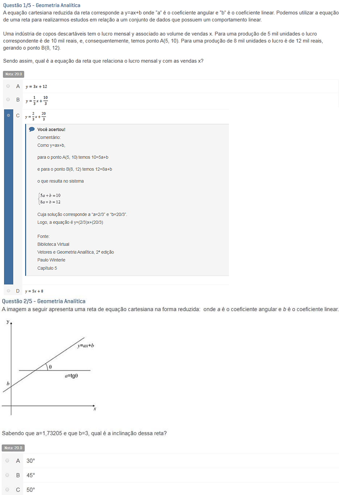 Apol 3 Geometria Analítica Nota 100 Uninter Geometria Analítica 7006