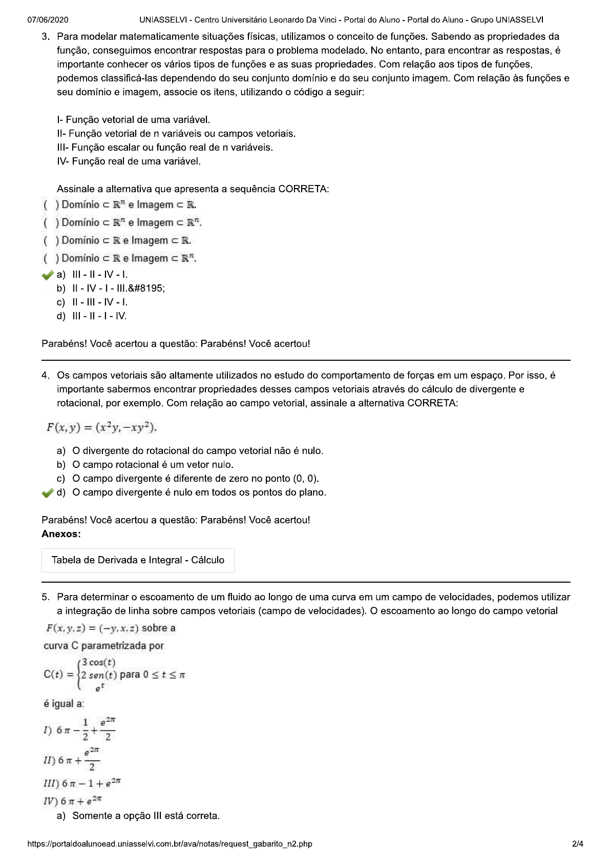 AvaliaÇÃo Ii Cálculo Diferencial E Integral Iii Mad105 Cálculo Iii