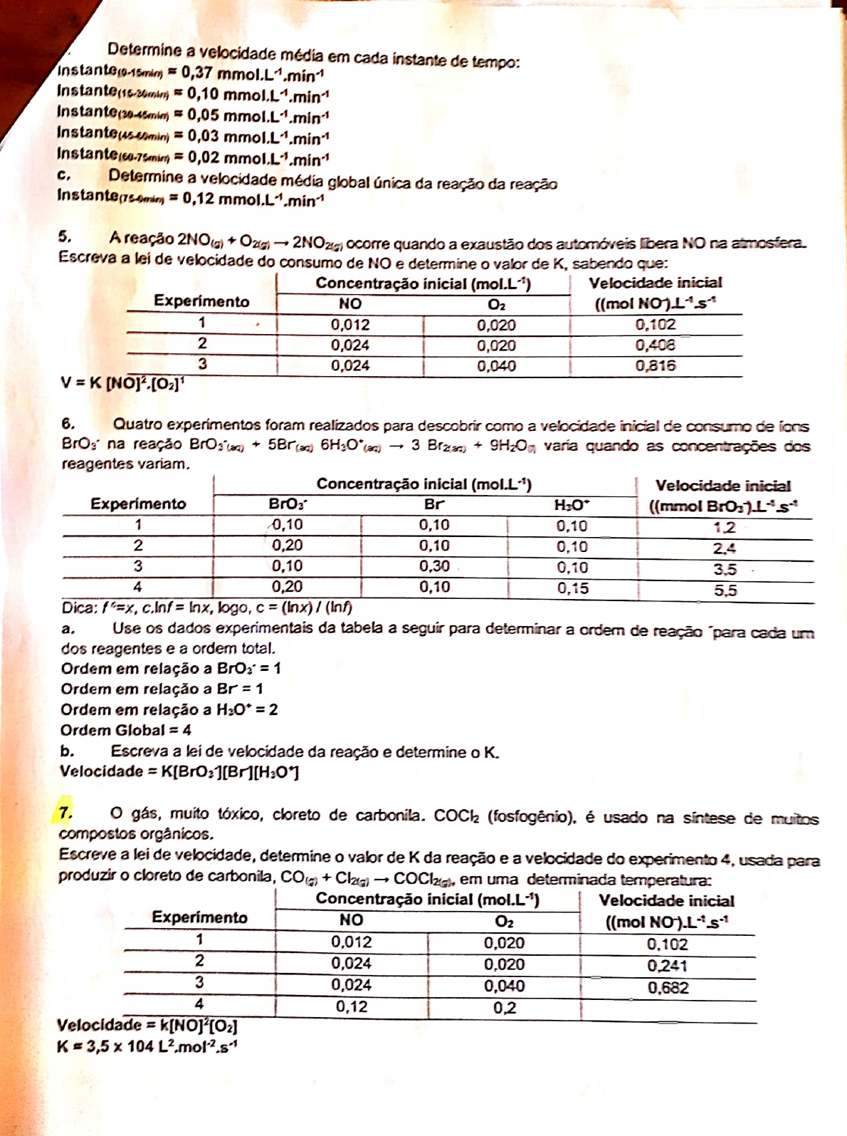 Exercícios Sobre Cinética E Termodinâmica Prof Rui Química