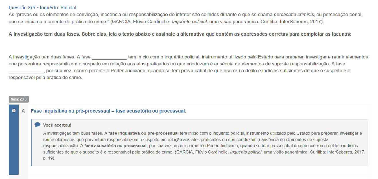 Apols 1, 2, 3, 4 E 5 - Inquérito Policial E Planejamento E Ges