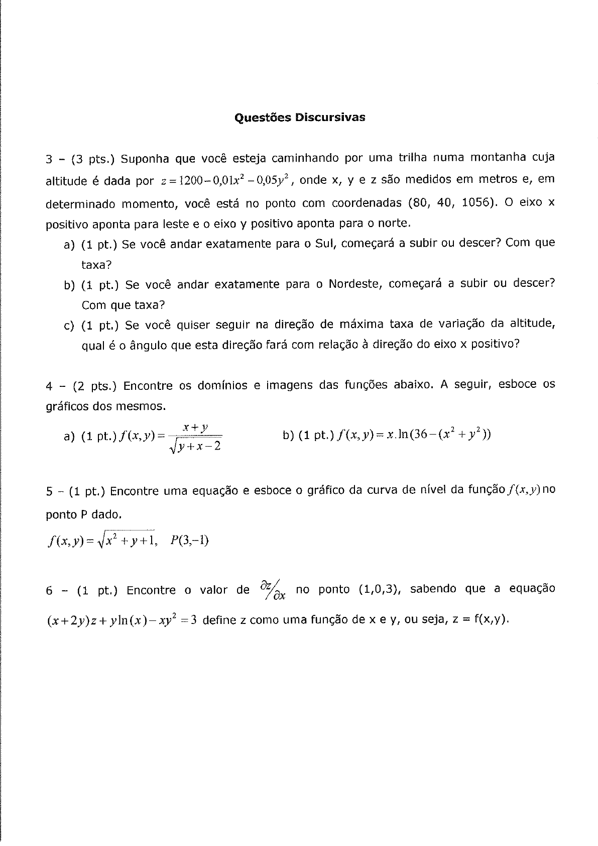 Gabarito A1 2018 1 Cálculo Diferencial E Integral Ii Gerk Cálculo Ii