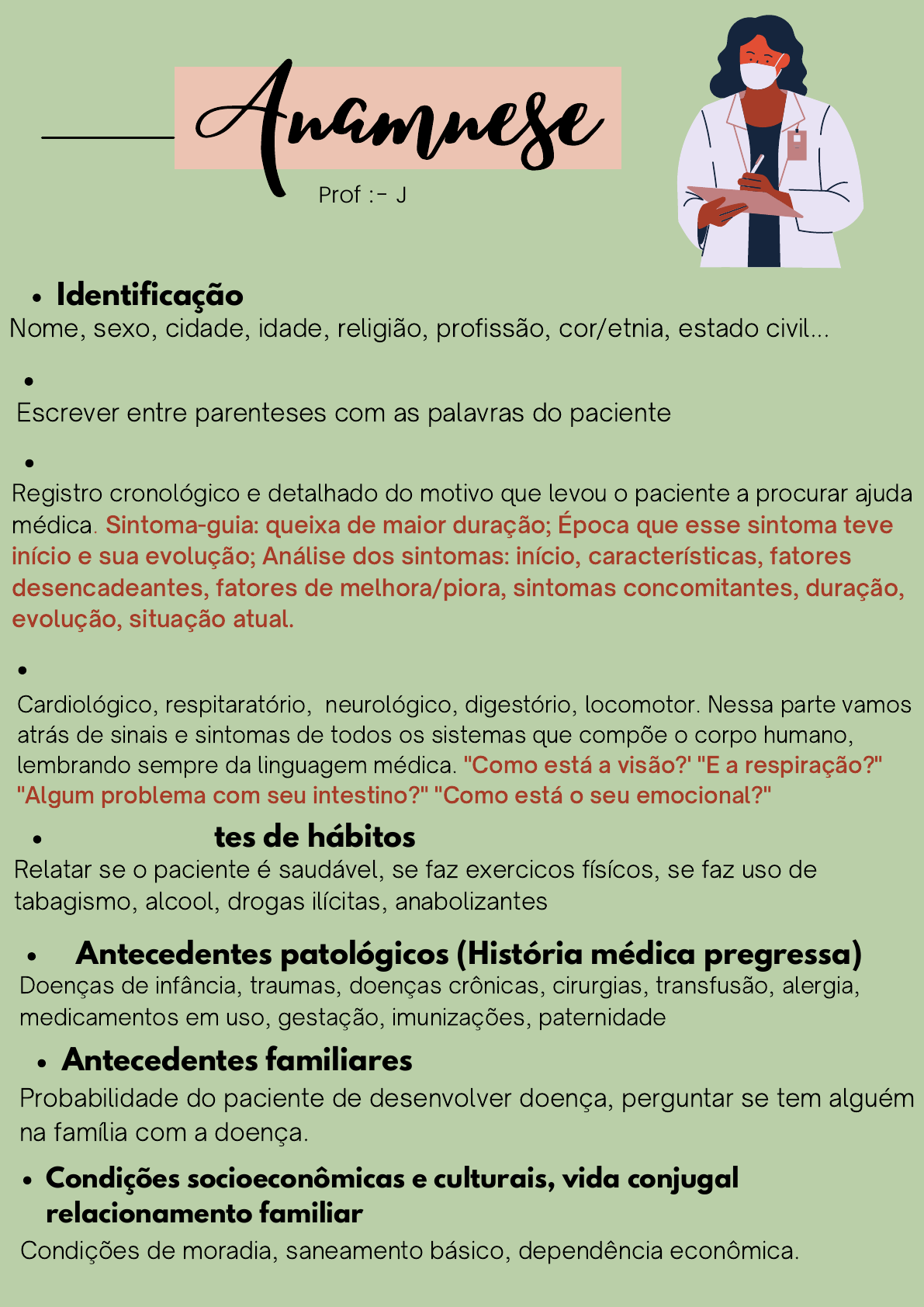 Resumo - Anamnese - Semiologia Médica