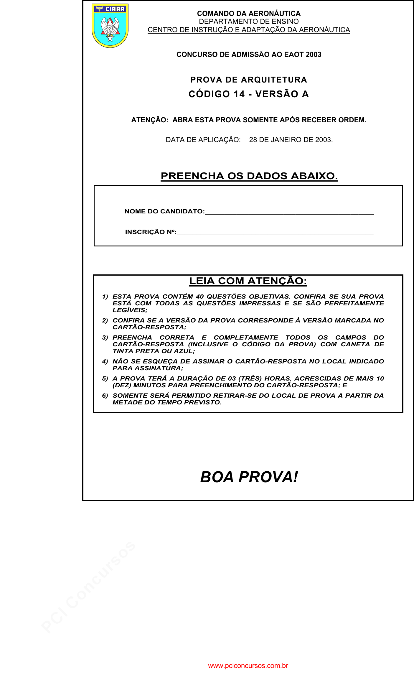 3ª Prova da Turma 703A, PDF