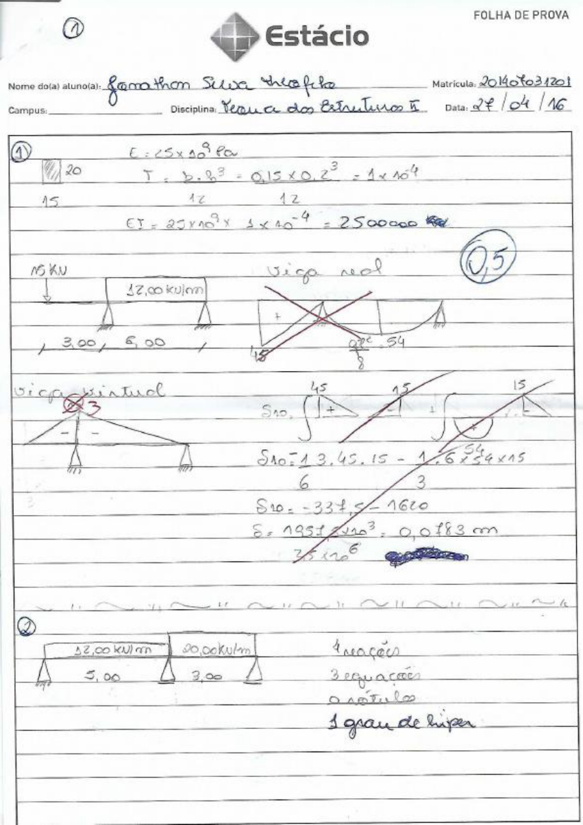 PROVA TEORIA DAS ESTRUTURAS II B - Teorias Das Estruturas