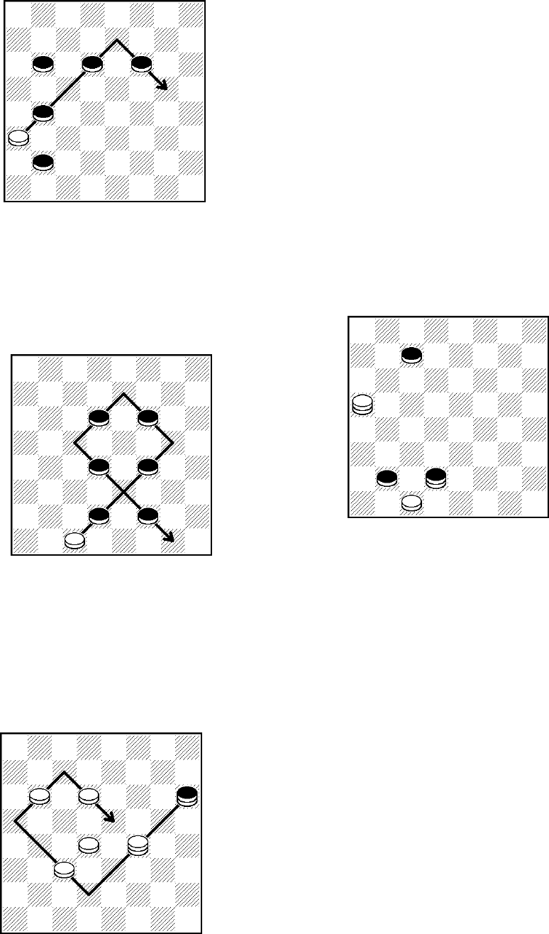 Jogo de damas: 3 damas contra 1 dama na grande diagonal + 1 pedra em H6 