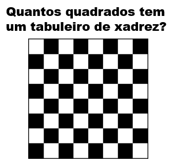 ATLANTICO - Quantos quadrados existem num tabuleiro de xadrez? A resposta  correcta é: 204 Num tabuleiro de xadrez existem 204 quadrados .  #quizatlantico