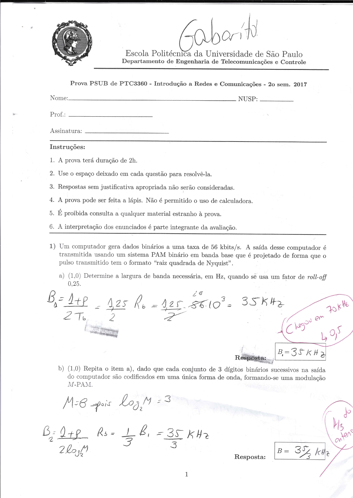 PSUB 2017 Gabarito - Introdução A Redes E Comunicações - POLI-USP-Eng ...