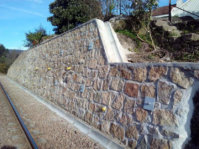 MURO DE PEDRAS ARGAMASSADAS - Obras de Terra e Enrocamento