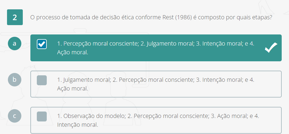 O Processo De Tomada De Decisão ética Conforme Rest 1986 é Composto Por Quais Etapas Ética 8979