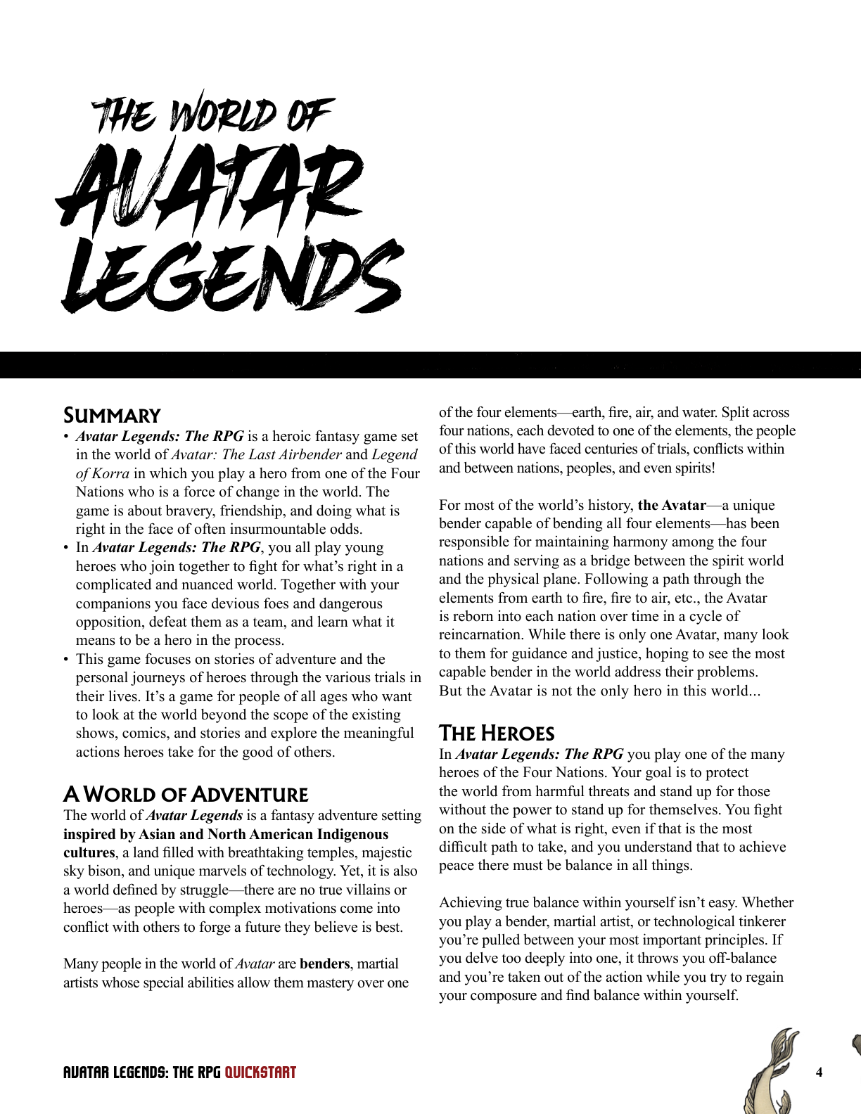 Quickstart: Avatar Legends: The RPG