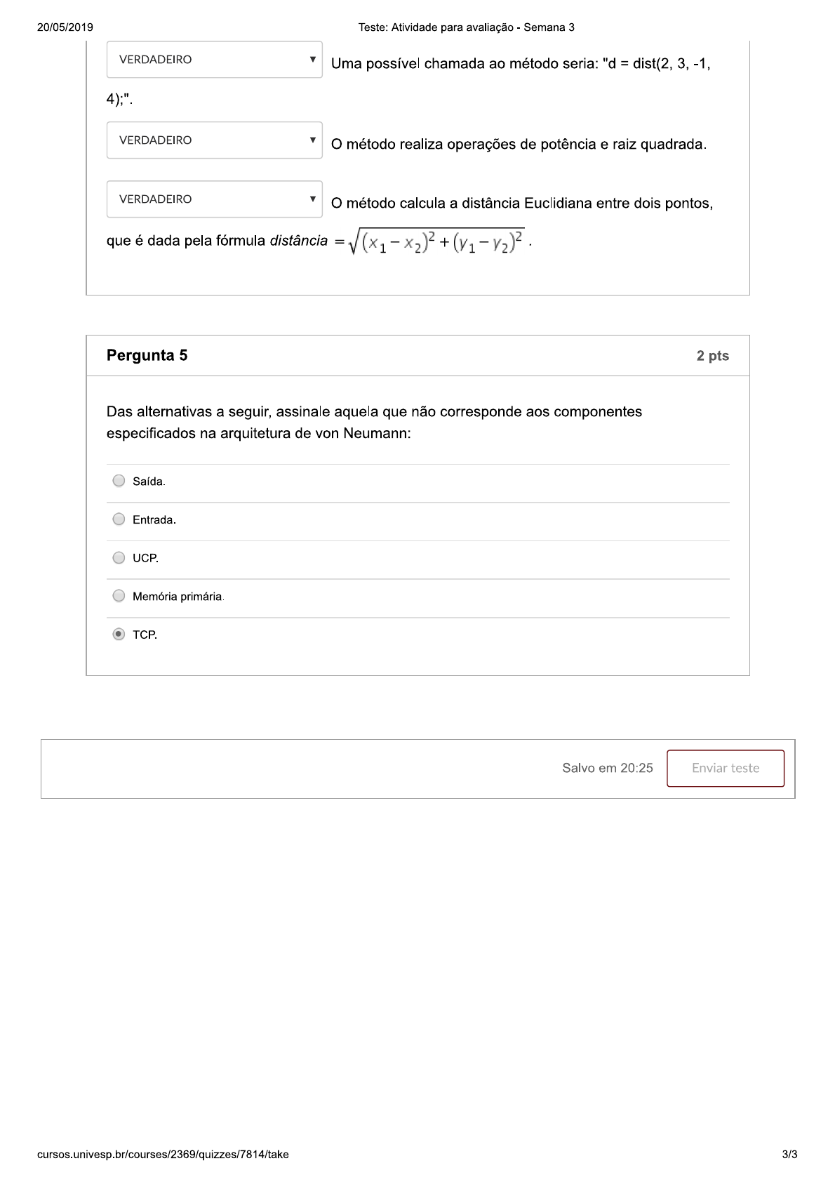 Atividade Para Avaliação Semana 3 ProgramaÇÃo De Computadores Univesp