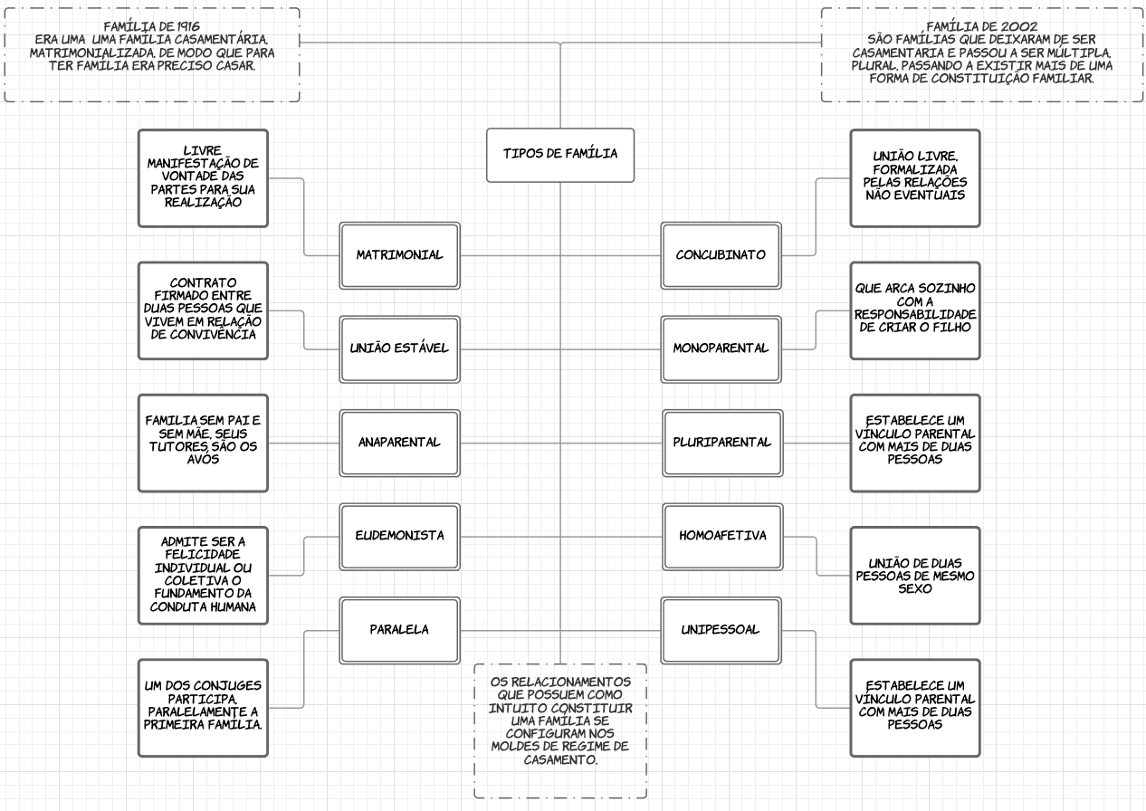 Mapa Mental TIpos de Família - Direito Civil V