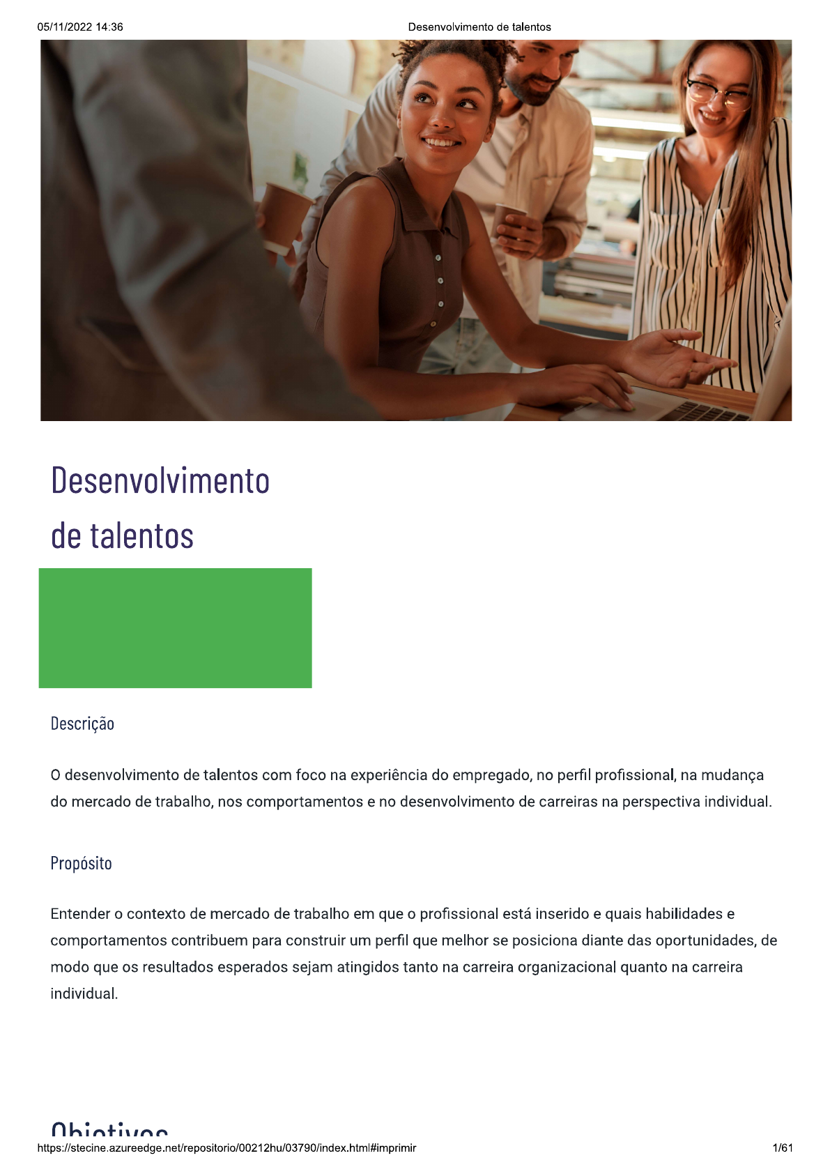 DESENVOLVIMENTO DE TALENTOS E CARREIRA PESSOAL - Desenvolvimento Pessoal