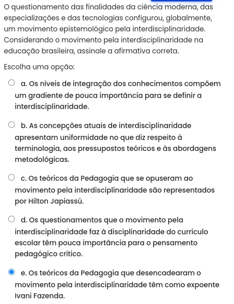 PEDAGOGIA INTERDISCIPLINAR - Pedagogia Interdiciplinar