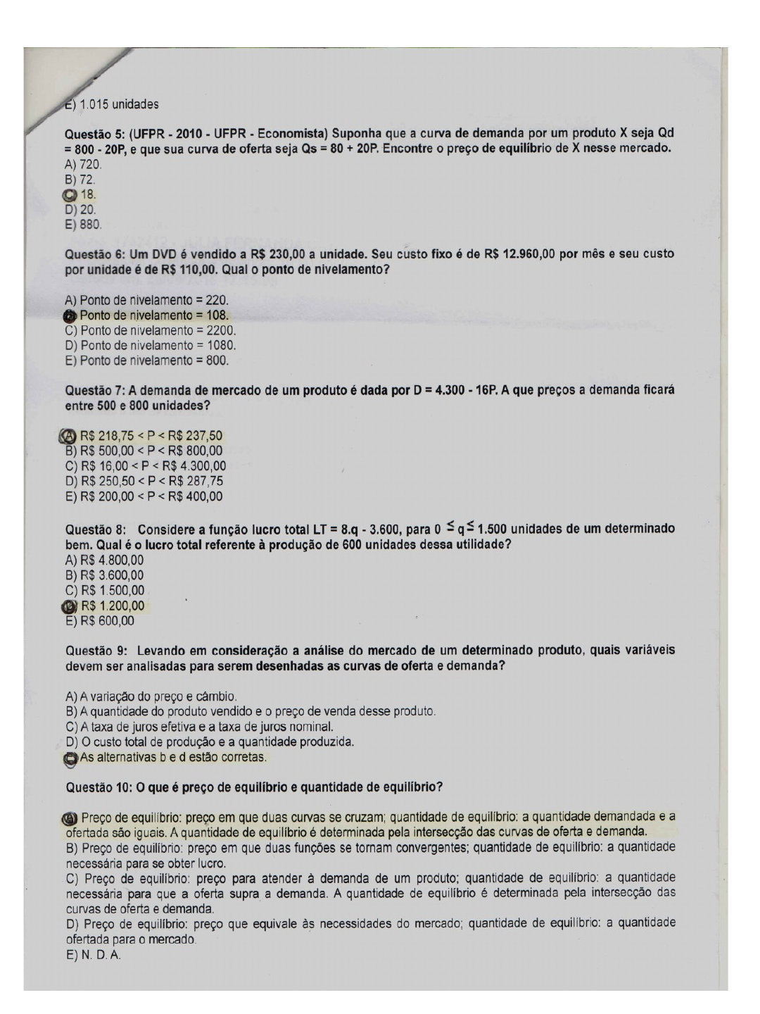 Prova Presencial Matematica Unip Administra O