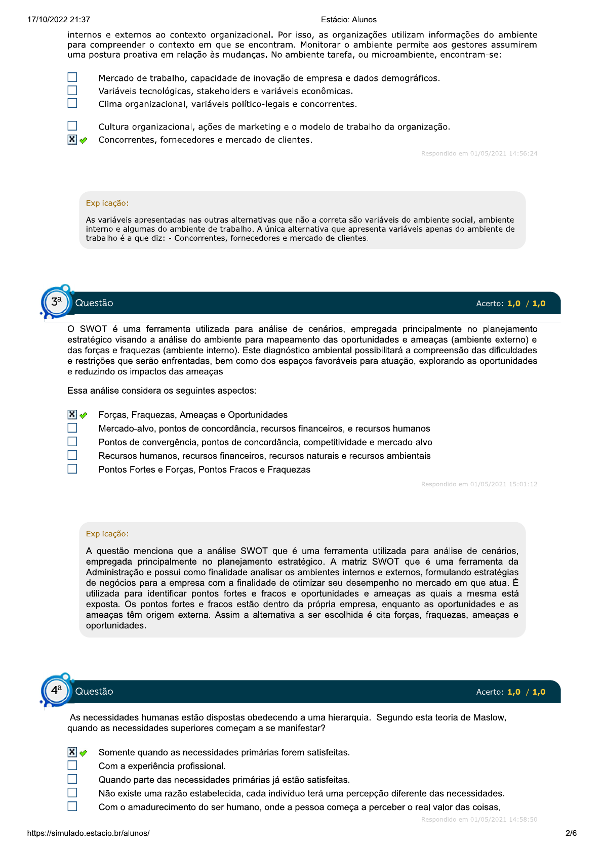 Simulado - Base de Gestão - Estácio - EAD - Bases de Gestão