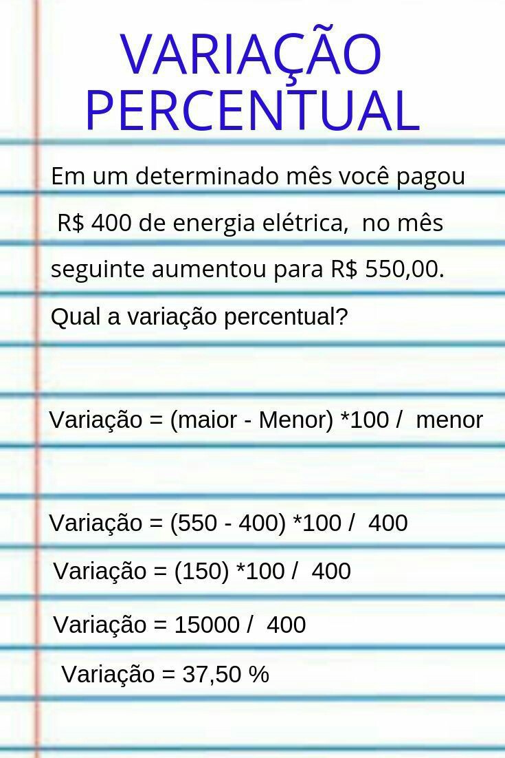 VARIAÇÃO PERCENTUAL (%) - APRENDA EM 47 SEGUNDOS