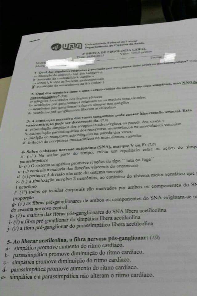 Prova Fisiologia Geral - Fisiologia Geral E Humana