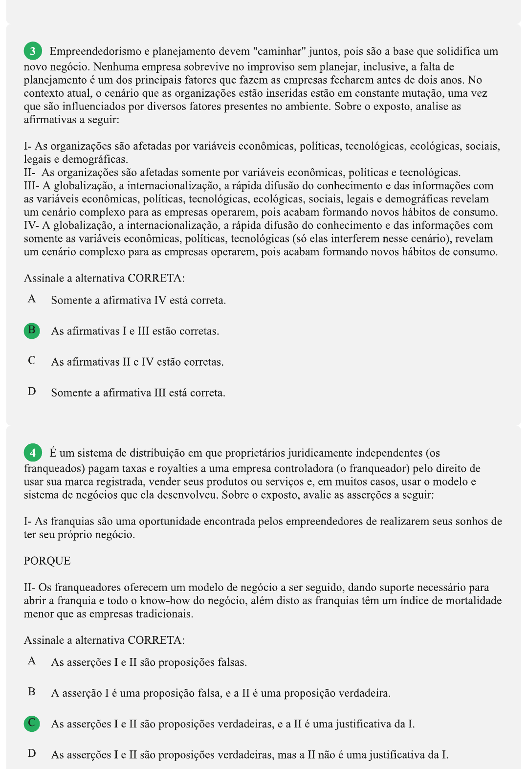 Empreendedorismo (ADM63) - Avaliação Final (Objetiva) - Individual ...