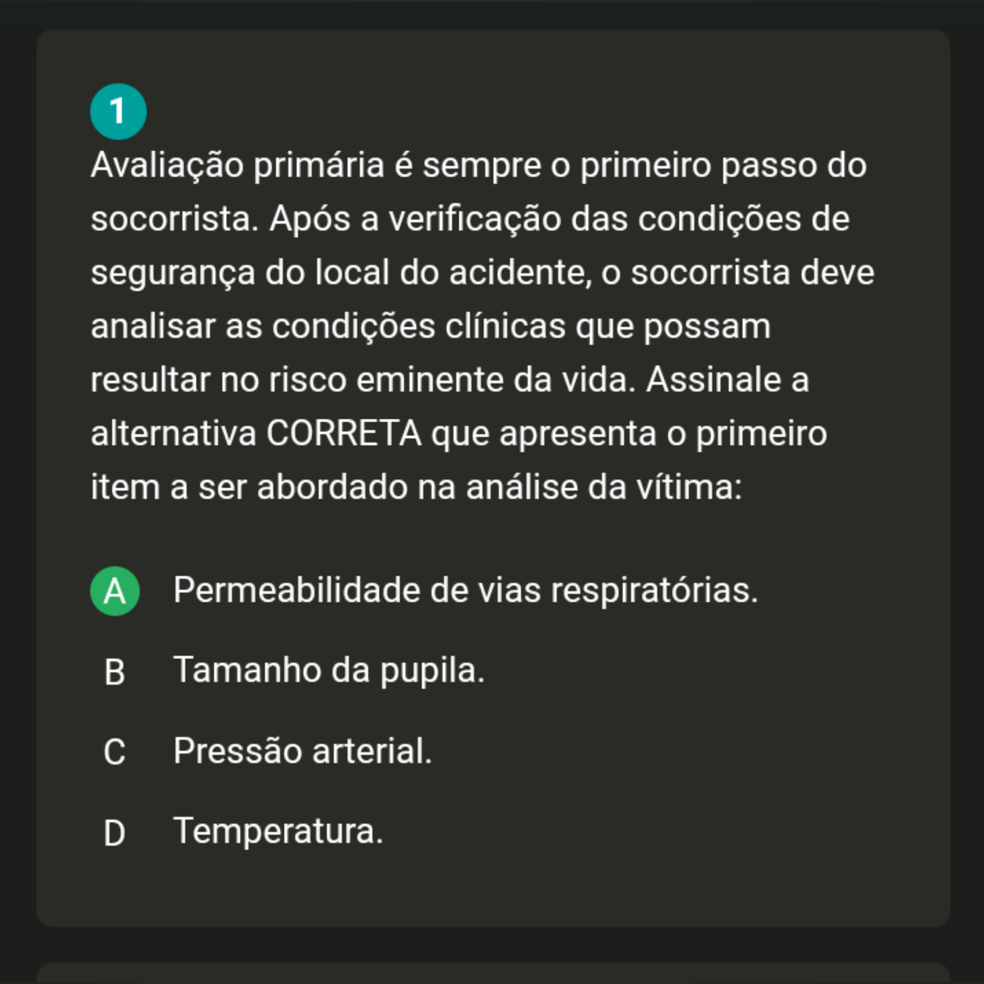 Prova Primeiros Socorros - Primeiros Socorros Uniasselvi