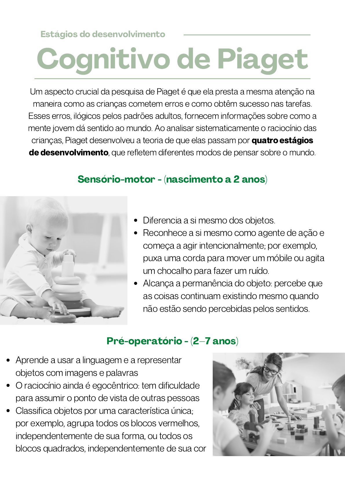 Est gios do Desenvolvimento Cognitivo de Piaget Psicologia do