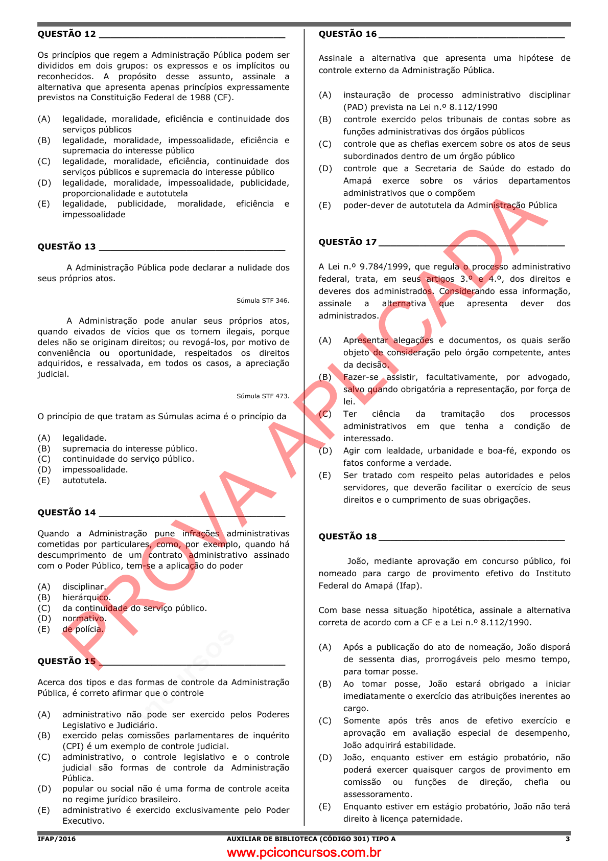 Prova Pref. IguatuPR - FAUEL - 2016 - para Jovem Aprendiz - Auxiliar  Administrativo.pdf - Provas de Concursos Públicos