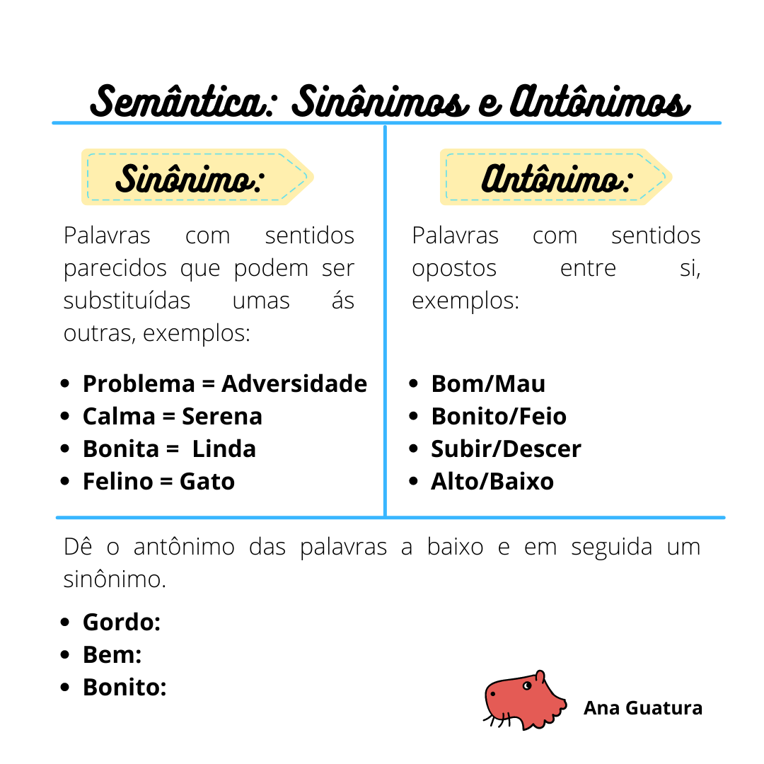 Qual a diferença entre antônimo e sinônimo? Exemplos de antônimo e sinônimo