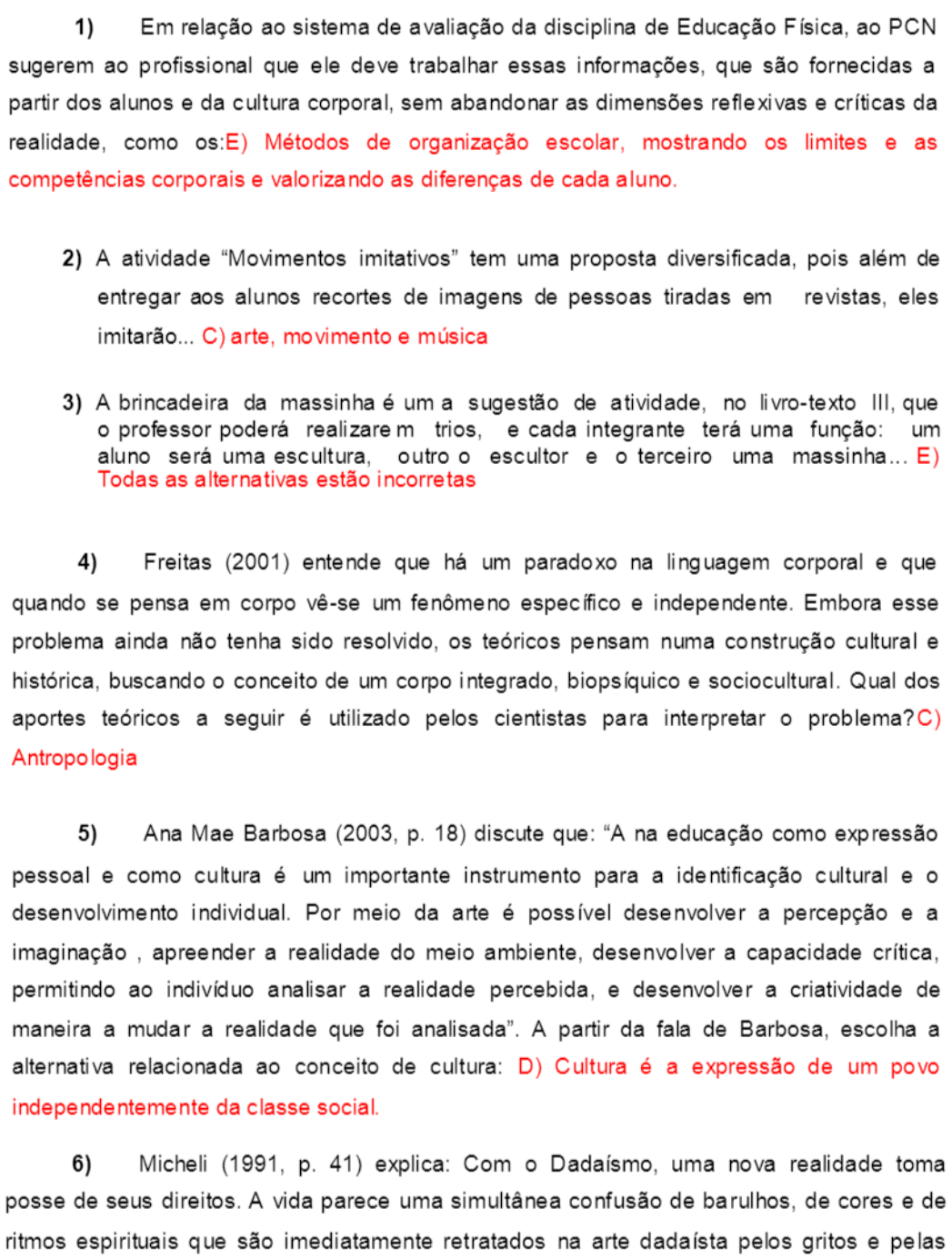 Estudo Prova Metodologia De Arte E Movimento Corporeidade Metodologia