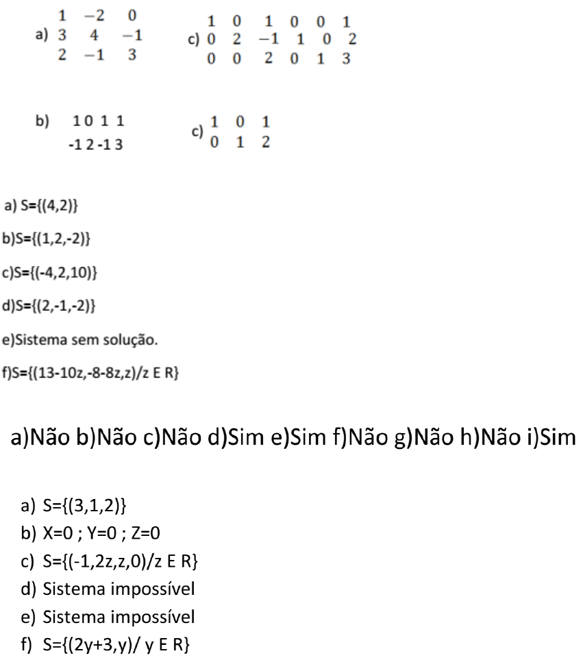 2ª Lista De Exercícios - Sistemas De Equações Lineares (com Gabarito ...