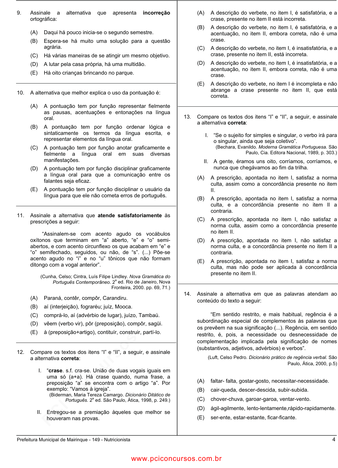 Prova Pref. MairinqueSP - CETRO - 2006 - para Nutricionista.pdf - Provas de  Concursos Públicos