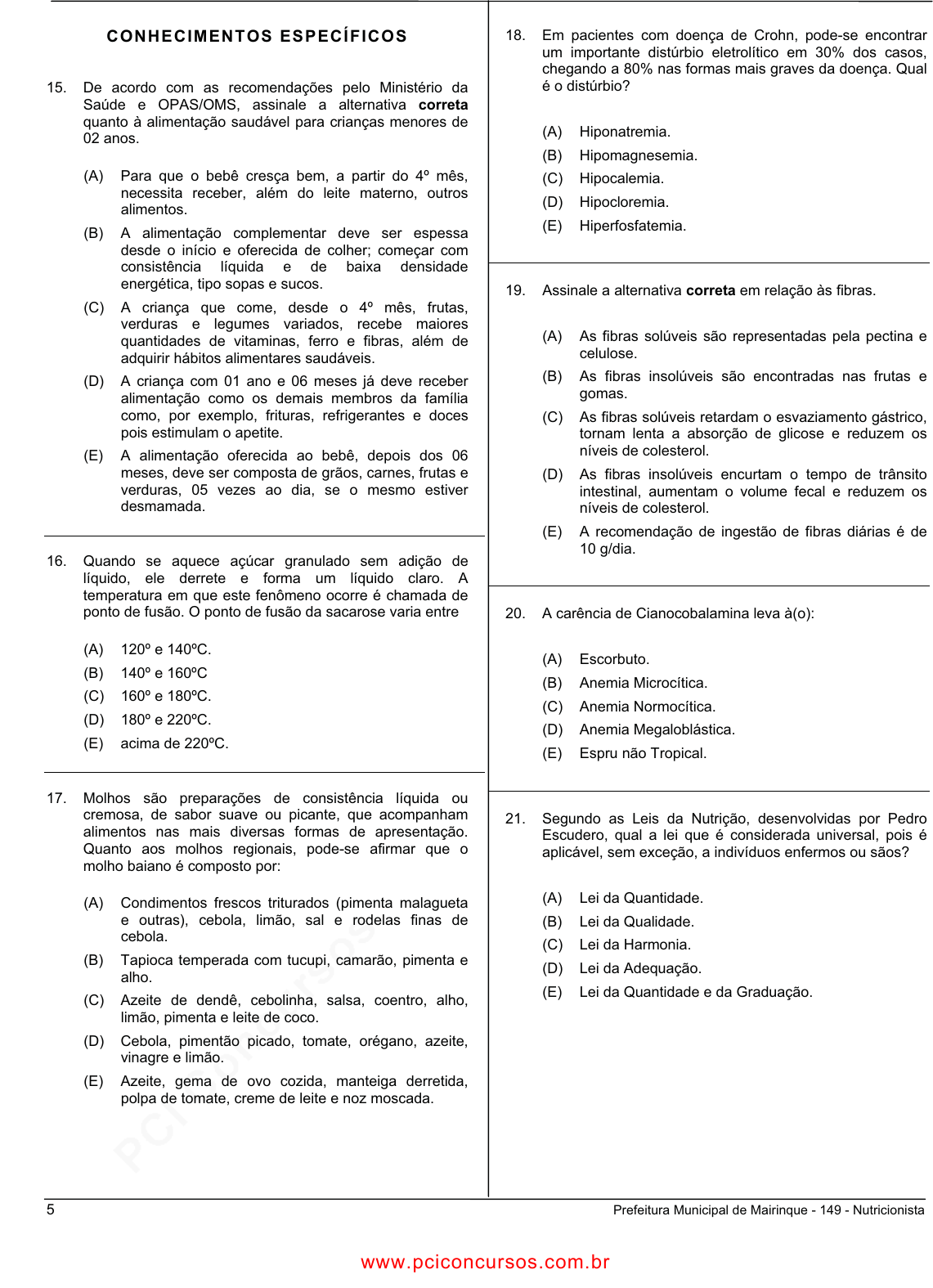 Prova Pref. MairinqueSP - CETRO - 2006 - para Nutricionista.pdf - Provas de  Concursos Públicos