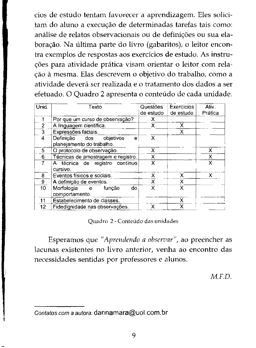 Danna, M. F. & Matos, M. A. (2011). Aprendendo a observar (Cap.1) - Análise  do Comportamento Humano