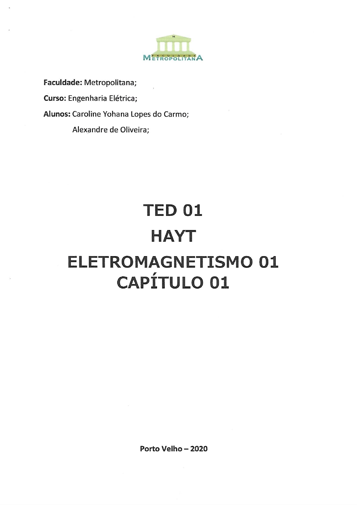 ELETROMAGNETISMO (LIVRO WILLIAM H. HAYT JR) - PROBLEMAS DO CAPITULO 01 ...