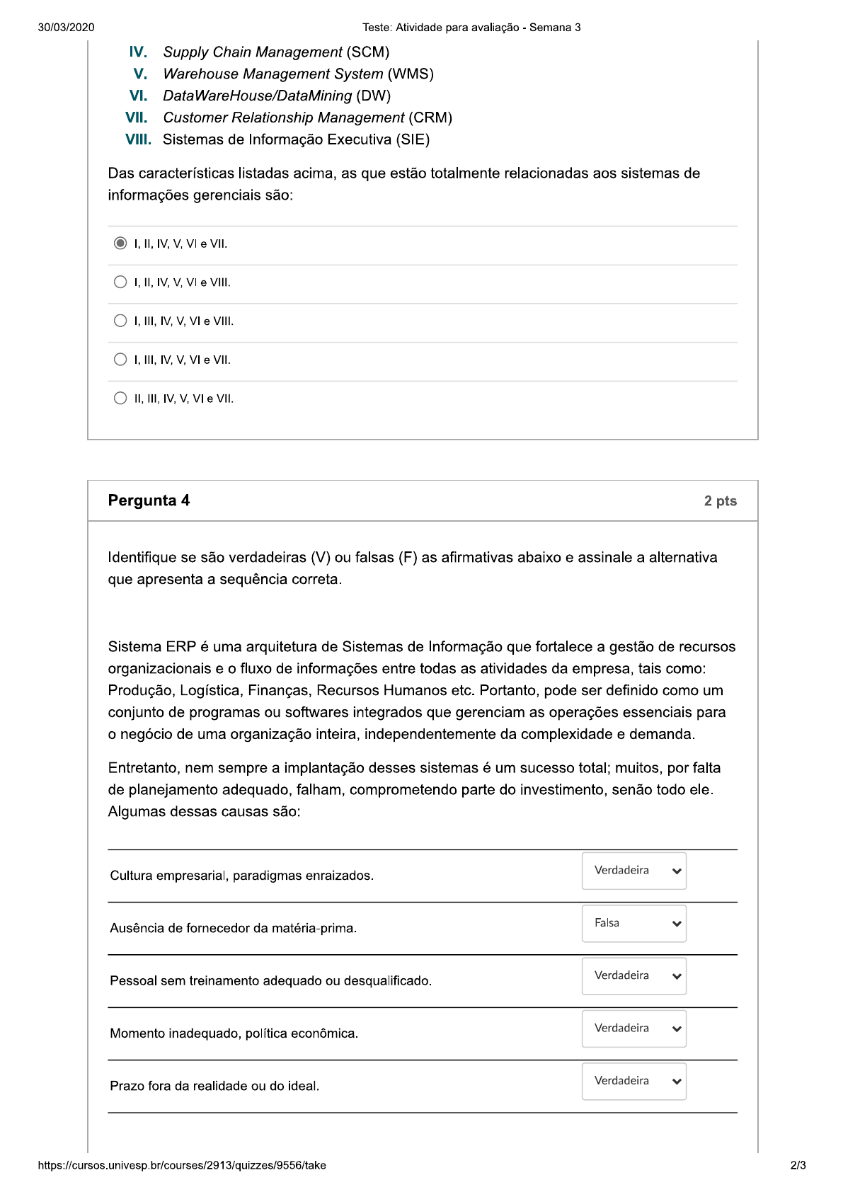 Univesp Atividade Para Avaliação Semana 3 Sistemas De Informação