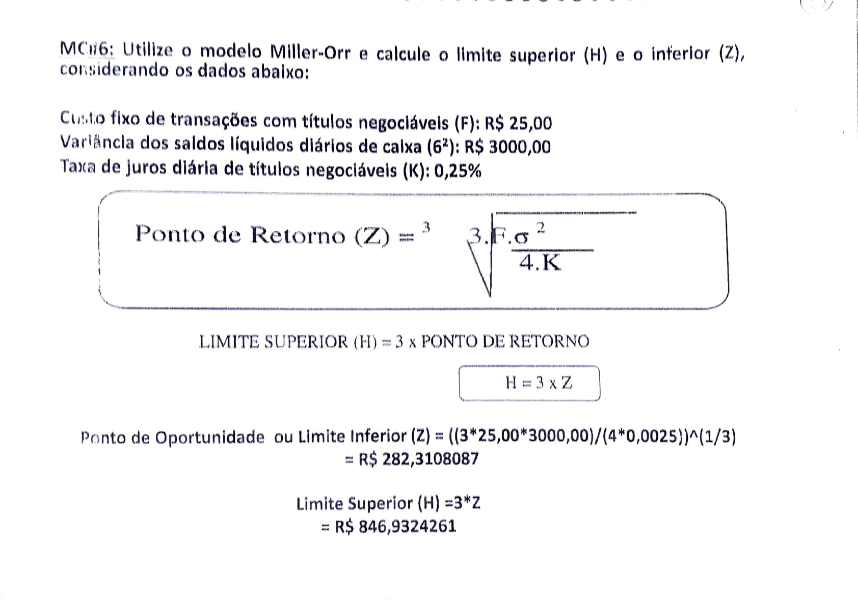 Exercicios Modelos de Adm de Caixa 2 - Administração de Capital de Giro,  Orçamento e Fluxo de Caixa