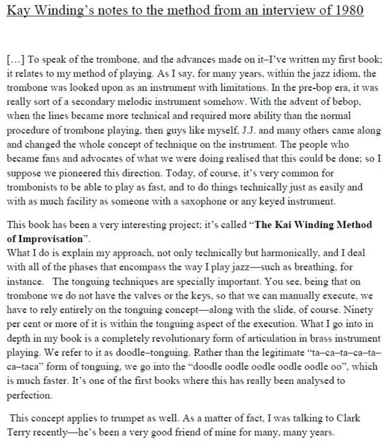The Kai Winding Method of Jazz Trombone Improvisation PDF Música