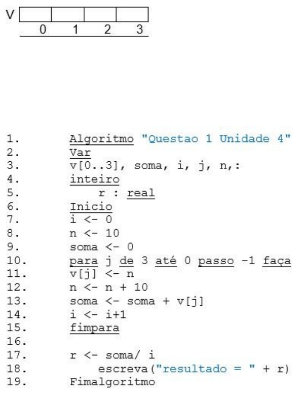 As proposições referem-se ao código acima. I. O pseudocódigo representa a  soma de duas matrizes 3 x 2. 