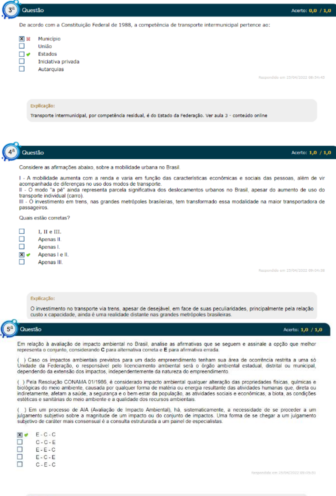 MOBILIDADE E SISTEMAS DE TRANSPORTES - SIMULADO AV - Teste Seu ...