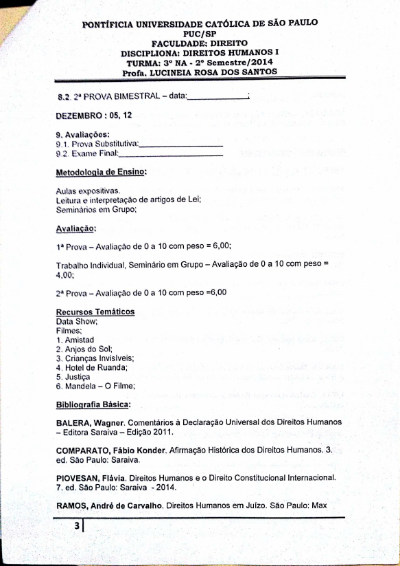 Plano De Aula Direitos Humanos I Direitos Humanos