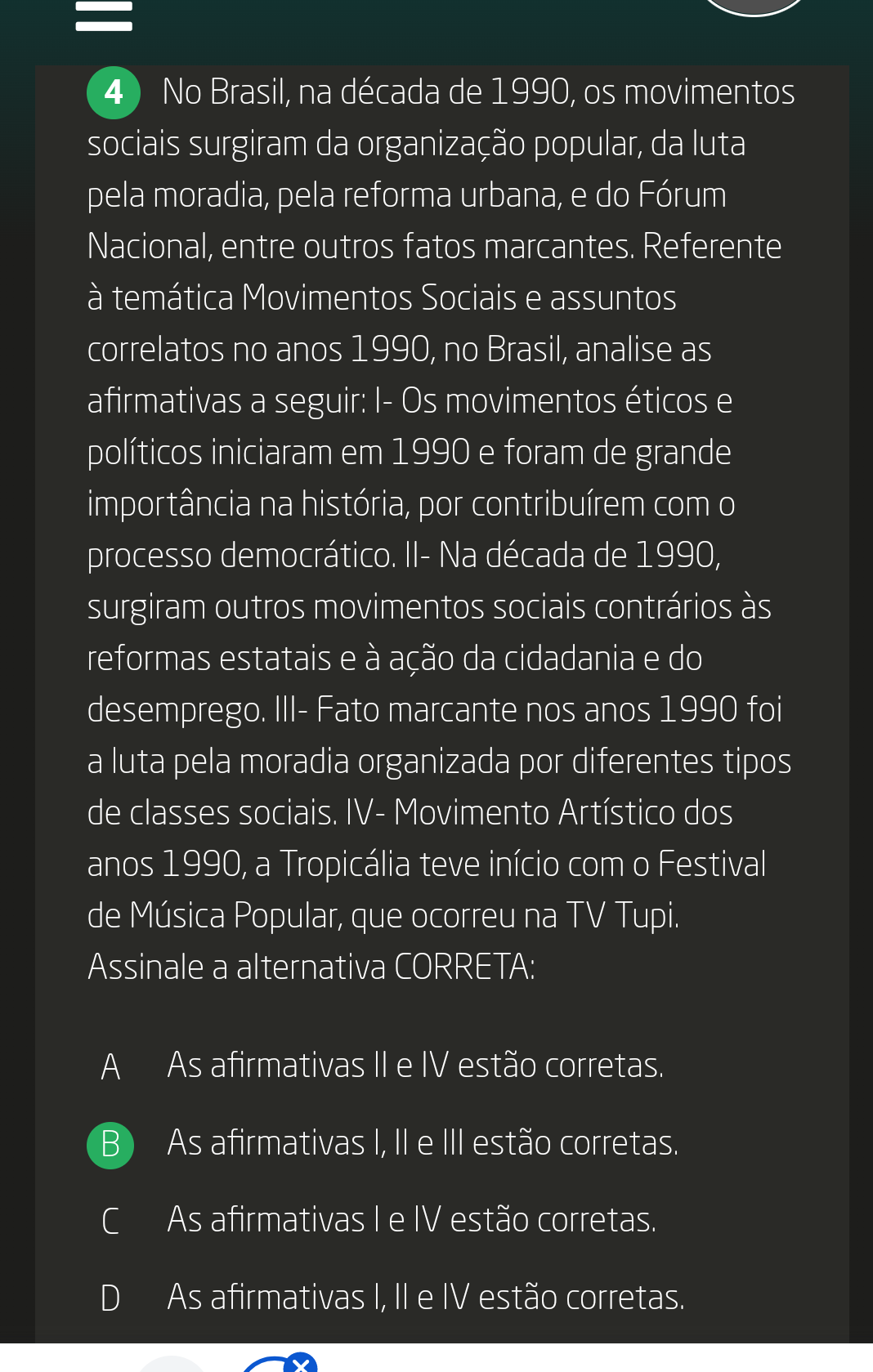 Prova I Objetiva - Movimentos Sociais