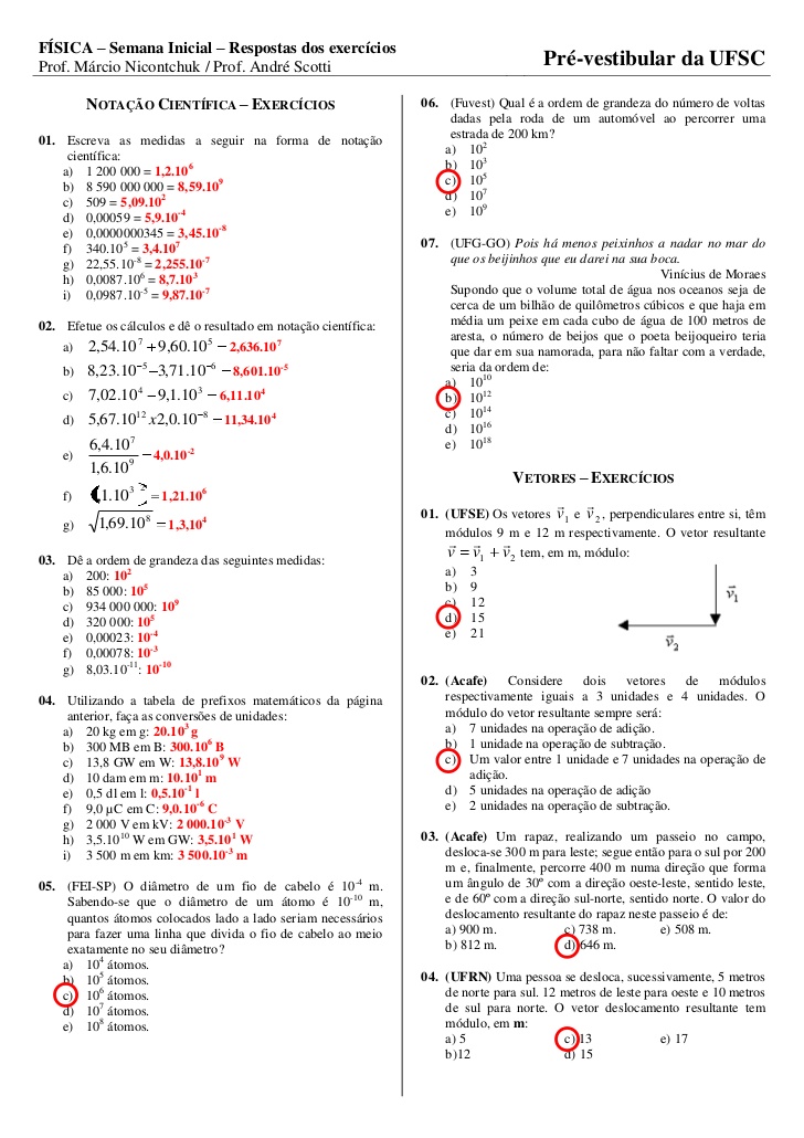 Questoes De Notacao Cientifica - Clickandgo